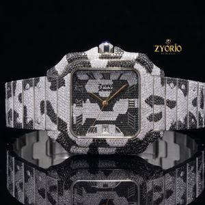 Luxury Iced Out Camo Diamond Watch for Men Hip Hop Style Stainless Steel Square Dial Custom Bust <b>Down</b> Watch - Product Image 1