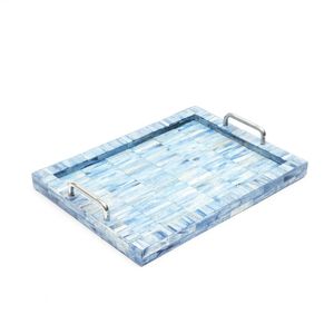 Set di 2 vassoio fatto a mano in osso e resina a scacchi con manico vassoi decorativi - Product Image 2