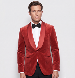 High Quality <b>Red</b> Velvet Fabric 100% Polyester Medium Weight 130 GSM Plain Dyed Woven Wrinkle Resistant Luxury Wedding Suits - Product Image 1
