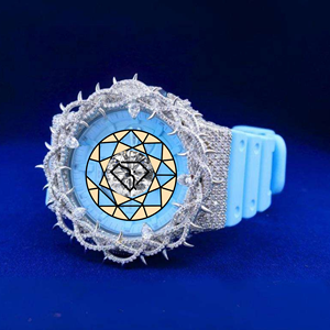 Montre de luxe sertie de moissanite, lunette à pointes, style hip-hop, montre personnalisée, usage quotidien, montre-bracelet à quartz écologique haut de gamme - Product Image 3