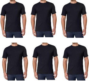 เสื้อยืดแขนสั้นผู้ชาย สีดำ ผ้าฝ้าย ทรงปกติ คอกลม สีพื้น ผ้าเจอร์ซีย์ถัก แบบเรียบ ไม่มีลาย - Product Image 1