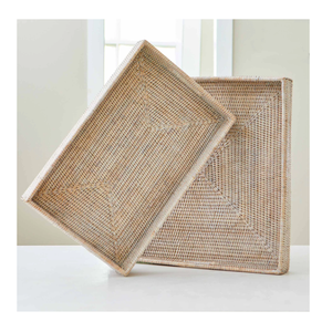 Bandeja de Servir de Ratán Natural Hecha a Mano de Calidad Premium con Asas de Madera, Organizador de Cocina Sostenible para Bandejas Decorativas - Product Image 2
