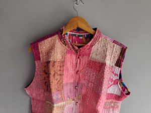 Chaleco de Mujer de Algodón Tejido con Parches Estilo Bohemio, Cuello Mandarín, Sin Mangas, Bolsillos Acolchados, Ecológico, Transpirable, Ideal para Regalo - Product Image 2