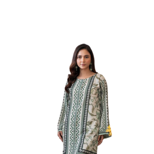 Elegante traje estampado con costuras para mujer, con kameez y pantalón a juego - Product Image 5