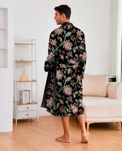 <b>Men's</b> Summer Breathable Knitted Polyester/Cotton Anti-Bacterial Quick Dry Eco-Friendly Long Sleeve Sleep <b>Top</b> Bathrobe <b>Pajamas</b> - Product Image 4