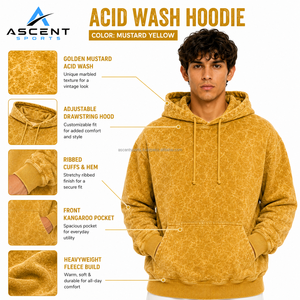 Factory Direct Men Oversized Crop Hoodie 100% Cotton Fleece Heavyweight Unisex Vintage Casual Pullover Acid Wash Hoodie - Product Image 2