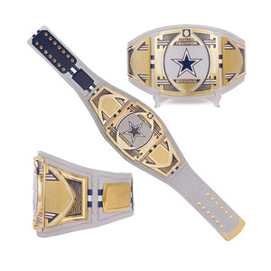 Ceinture de championnat de football personnalisée en argent, plaques plaquées or, emblème étoile, récompense de titre de division, personnalisation manuelle en zinc - Product Image 1