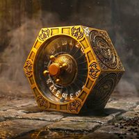 Set de dés rotatifs en métal doré 7 en 1 pour D&D et RPG, incluant un D20 polyédrique rotatif, des dés D4, D6, D8, D10, D12