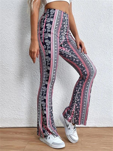 High Waist Seamless Full Length Breathable <b>Pockets</b> Elastic Waist Pull-On Closure Pink <b>Leggings</b> Solid Color Spandex Four-Way - Product Image 5