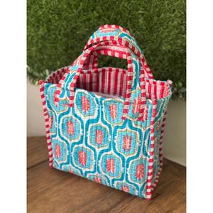 Bolso Tote Pequeño de Algodón, Hecho a Mano en India, con Estampado Floral, Bolso de Compras para Mujer, Mini Bolso de Mano, Bolso Boho - Product Image 1