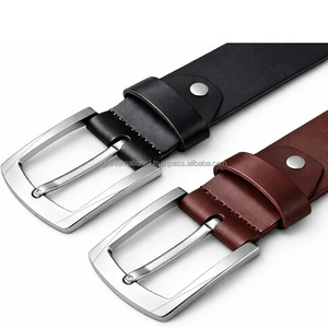 Ceinture en cuir véritable pour homme, style rétro, grande taille, décontractée, avec boucle ardillon en alliage, en cuir de vachette pur, pour affaires et loisirs - Product Image 3