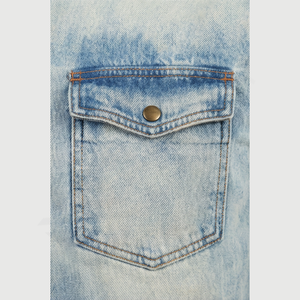 Chemises en jean unies pour hommes, délavées, respirantes, décontractées, à manches longues, en coton, boutonnées, durables, pour le travail, prix abordable, vente en gros - Product Image 6