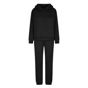 Ensemble de survêtement unisexe noir classique imprimé – Tenue décontractée intemporelle, confortable pour le quotidien, le sport et la détente – 100 % coton - Product Image 2