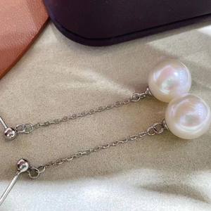 Boucles d'oreilles en perles d'eau douce de 10-11 mm avec une forte luminosité, exagérées, en argent sterling S925 pour femmes - Product Image 3