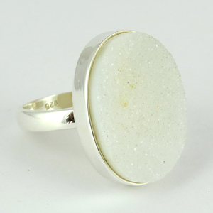 <b>Frozen</b> Land White Druzy Oval Cut 925 Sterling Silver Bezel Setting Classic Christian Gemstone Wedding Rings Fashion <b>Jewelry</b> - Product Image 3