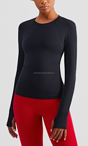 T-shirts de sport pour femmes, col rond, polyester, haute qualité, respirants, séchage rapide, compression, logo personnalisé imprimé, pour adultes. - Product Image 2