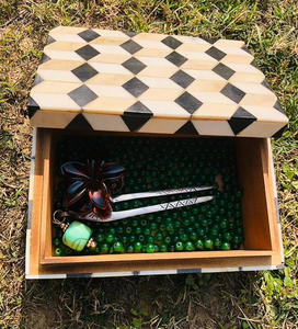 Moderna Caja de Joyería Decorativa de Madera con Incrustaciones de Hueso y Diseño de Hojas de Resina Talladas para Muebles de Sala de Estar y Dormitorio o Regalos - Product Image 3