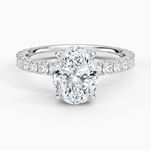 Anillo BOJ 096 con Corte Ovalado, Plata 925, Engaste de Puntas con Halo, Anillo Solitario con Diamante de 2ct, Color D, VVS1, Moissanita, Certificado GRA, en Oferta - Product Image 1