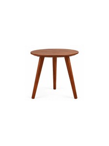 Table d'appoint ronde en bois moderne avec trois pieds en bois évasés, style scandinave, mobilier minimaliste pour le salon - Product Image 1
