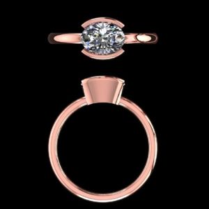Anillo de Compromiso con Diamante Ovalado de 1.50ct Cultivado en Laboratorio, Certificado por IGI, Oro Rosa de 14K/18K, Anillo de Boda Estilo East West para Mujer - Product Image 1