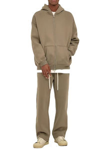 ชุดวอร์มผ้าฟลีซคอตตอนหนานุ่ม ไซส์ XXL คุณภาพสูง แบบ 2 ชิ้น สำหรับทุกเพศ พร้อมลายพิมพ์ OEM เสื้อฮู้ดซิปโอเวอร์ไซส์ กางเกงวอร์มขายาว สำหรับฤดูหนาว - Product Image 4