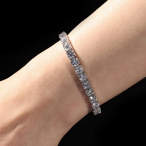 Bracelet en argent 925 avec diamants, coupe ronde brillante, couleur D, moissanite, bracelet de mariage classique pour femme - Product Image 5