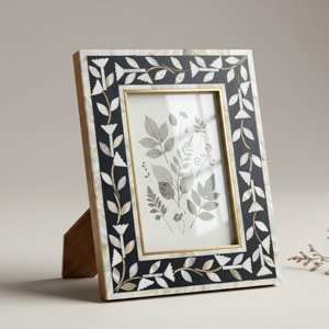 Good price <b>black</b> photo <b>frame</b> with mother of pearls inlay floral MOP pearlescent <b>frame</b> for family pictures - Product Image 4