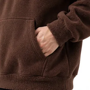 Sweat-shirt à capuche en polaire marron chocolat pour femme, doux et moelleux, pull chaud pour l'hiver, vêtements décontractés, fournisseur en gros - Product Image 5
