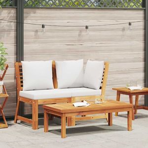 Set Lounge da Giardino in Legno di Acacia e Crema - Product Image 1