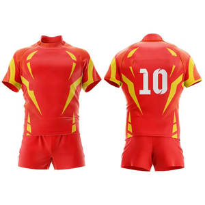 Uniformes de Rugby Unisex OEM Sublimados Personalizados Transpirables de Manga Corta Ropa de Entrenamiento Deportiva Conjuntos de Rugby Camisetas Jersey - Product Image 3