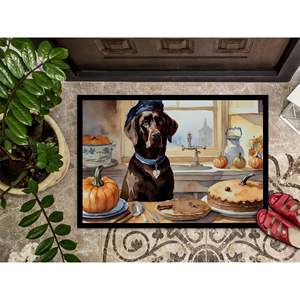 Chocolate Lab Fall Kitchen Pumpkins Doormat 24H X 36W Non-Slip Indoor Outdoor Entryway Rug Washable Low Pile Front <b>Door</b> <b>Mat</b> - Product Image 3