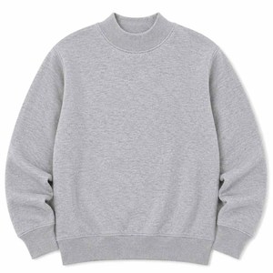 Sweat-shirt gris à col rond pour femme, 100% coton, tricoté, couleur unie, coupe classique, haut décontracté d'automne - Product Image 1