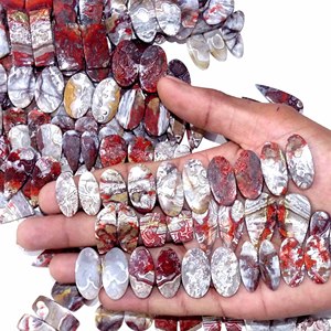 Paire de pierres précieuses naturelles en agate Crazy Lace, cabochons de haute qualité pour la fabrication de bijoux, Rajasthan AMAN GEMS - Product Image 4