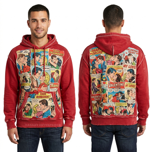 Sweat à capuche pour homme avec broderie en relief, logo personnalisé, streetwear, pull en coton épais, molleton français, coupe oversize - Product Image 6