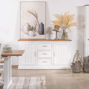 Vandana Crystal Texture White acacia <b>sideboard</b> 165cm with natural Trégastel top - Product Image 1