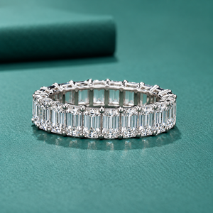 Anillo de Diamante Cultivado en Laboratorio con Corte Esmeralda, Anillo de Compromiso Clásico para Mujer, Chapado en Oro, Regalo de Lujo para Aniversario de Bodas - Product Image 1