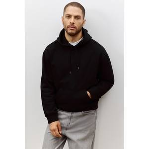 Dernier style – Sweat à capuche pour homme en molleton 100 % coton, tricoté, uni, grande taille, coupe ample, épaules tombantes, manches longues - Product Image 2