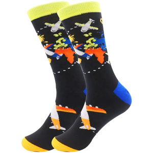 2026 New Funny Astronaut Paghett Scribble Fruit Pitaya Math Chess Pattern <b>Combed</b> Cotton Novelty Colorful Fashion Crazy Socks - Product Image 3