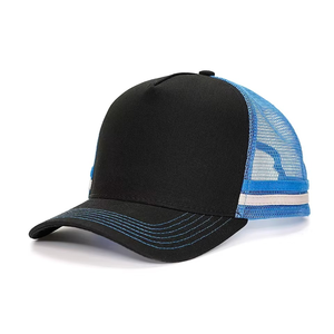 Gorra trucker moderna de dos tonos, negra y azul, con malla trasera, ajustable, transpirable, con cierre a presión, informal, para exteriores, de alto rendimiento, para hombre. - Product Image 5