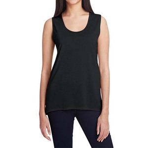 Débardeur pour femme en corail, col rond, 100% polyester, tricoté, respirant, décontracté, couleur unie, sans manches - Product Image 3