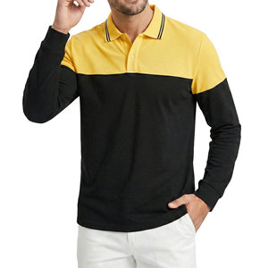 เสื้อโปโลชายแขนยาวสีตัดต่อ โลโก้สั่งทำได้ ขายส่ง ผ้าอินเตอร์ล็อค GSM สูง ปลายแขนแบบริบ เสื้อโปโลสมาร์ทสำหรับผู้ชาย - Product Image 1