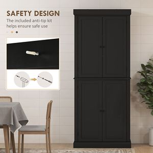 Moderno Armario de Almacenamiento Independiente de 6 Niveles, Color Negro Elegante, con Estantes Ajustables para la Organización de la Cocina - Product Image 6