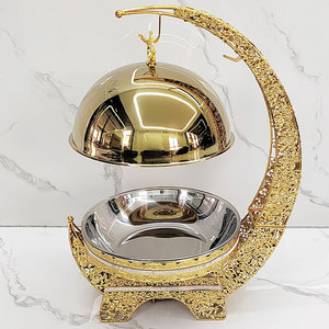 Nouveau Réchaud de Buffet de Luxe en Acier Inoxydable en Forme de Lune, 8L, Chauffe-Plats à Alcool avec Couvercle Suspendu - Product Image 3