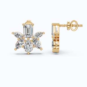 <b>Emerald</b> Cut Lab Grown Diamond Butterfly <b>Earrings</b> IGI Certified Rhodium Plated 14K Yellow <b>Gold</b> Statement Bridal Jewelry Gift - Product Image 3