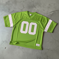 Jersey Sepak Bola Amerika Streetwear Custom Sublimasi, Kerah V, Lengan Setengah, Bahan Mesh Bernapas, 100% Poliester, Cepat Kering