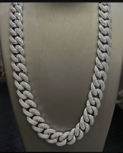 SHREYA DIAM Moissanite Necklace-18MM Round VVS Miami Cuban Link <b>Chain</b> 925 <b>Silver</b> Rhodium Plated Unisex with Custom Box Clasp - Product Image 6