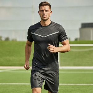 Tenue de football professionnelle imprimée par transfert thermique, maillot et pantalon personnalisés pour équipe, avec nom et lettres imprimés, protection UV - Product Image 5