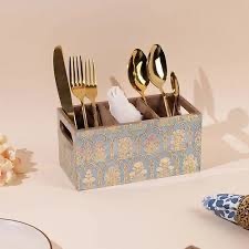 Reposacucharas de MDF esmaltado hecho a mano de ILAHI, decoración de cocina, Uttar Pradesh, solo lavar a mano, no apto para lavavajillas/microondas/horno - Product Image 2