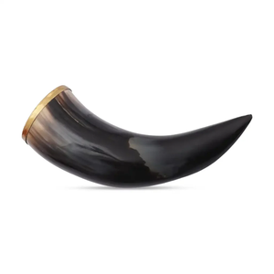 Corne à boire viking en corne de buffle naturelle, faite à la main, écologique, de haute qualité, FAIZA CRAFT, design antique sculpté, style indien - Product Image 2
