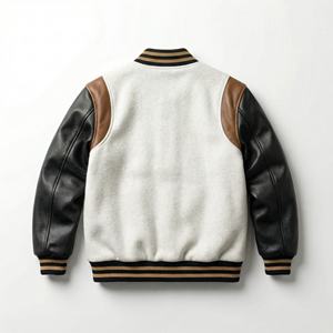 เสื้อแจ็คเก็ตวาร์ซิตี้แบบสั่งทำสำหรับผู้ชาย |   เสื้อแจ็คเก็ตเลตเตอร์แมนขนสัตว์และหนังพรีเมียม |   ผู้ผลิตเสื้อผ้าสตรีทแวร์แบบ OEM สำหรับแบรนด์ส่วนตัว - Product Image 2